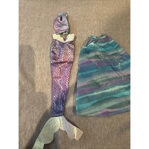 Barbie Doll Clothes Mermaid Tail Dress Purple, halter top, and blue skirt